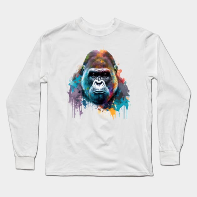 Colorful Gorilla #4 Long Sleeve T-Shirt by Chromatic Fusion Studio